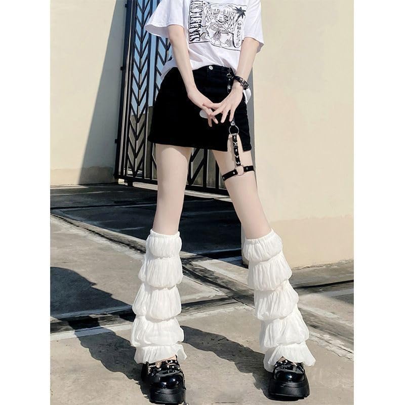 Image of SherryDC Girl's Y2k Kawaii Leg Warmers Cute Lace Harajuku Leg Sleeves Gothic Lolita Long Slouch Socks for Women