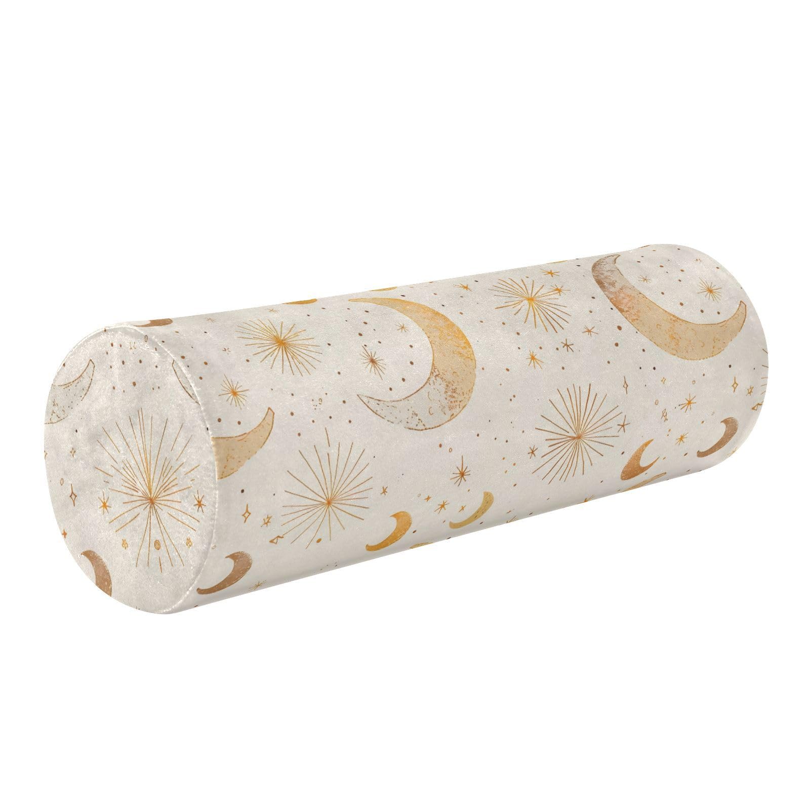 miaozhen Gold Moon Star Sparkling Pillow Cylinder Decorative Bolster Pillow for Bed cojines para sala 5.5''x17''