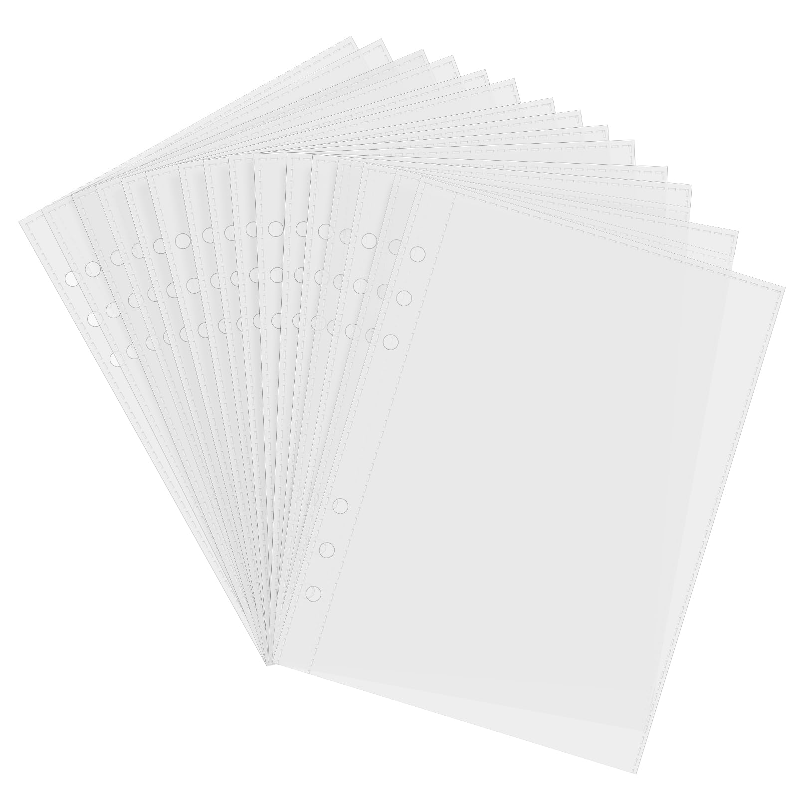 25PCS A5 6 Ring Binder Inserts Pockets 21x13cm Clear Pockets Sheet Protectors Double Sided Waterproof Top Loading Plastic Planner Sleeves for Binders, Letter Size for Document Photo Office Supplies