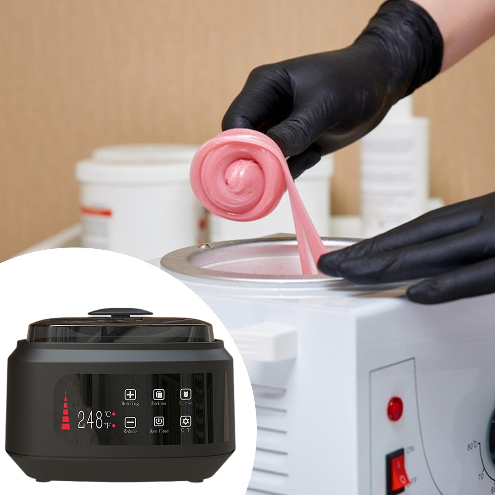 Amagogo Wachswärmer, Wachserhitzer, robuste Schmelzmaschine, elektrisch, professionell für Augenbrauen, Körper, Nase, Haare, Oberlippe, Wachsen zu Hause, Schwarz