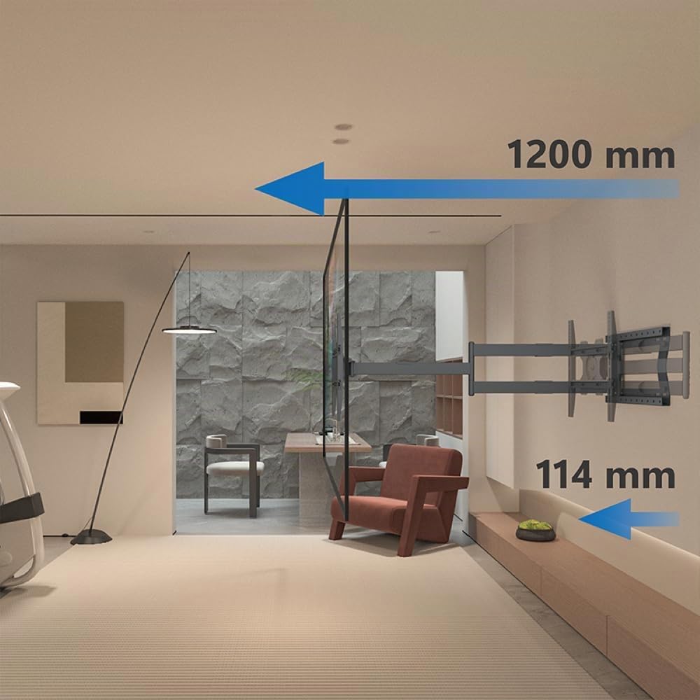 DQ Hercules FLEX 120 cm supporto rotazione da parete per TV fino a 120 cm, 40 kg, VESA 400x400mm