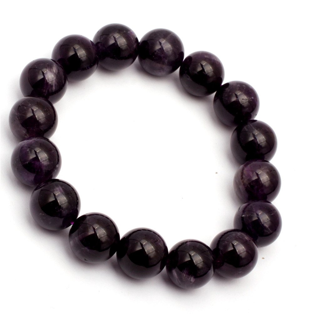 SHG Store Circle Rope Natural Amethyst Beads 7 Inch Elastic Adjustable Bracelet