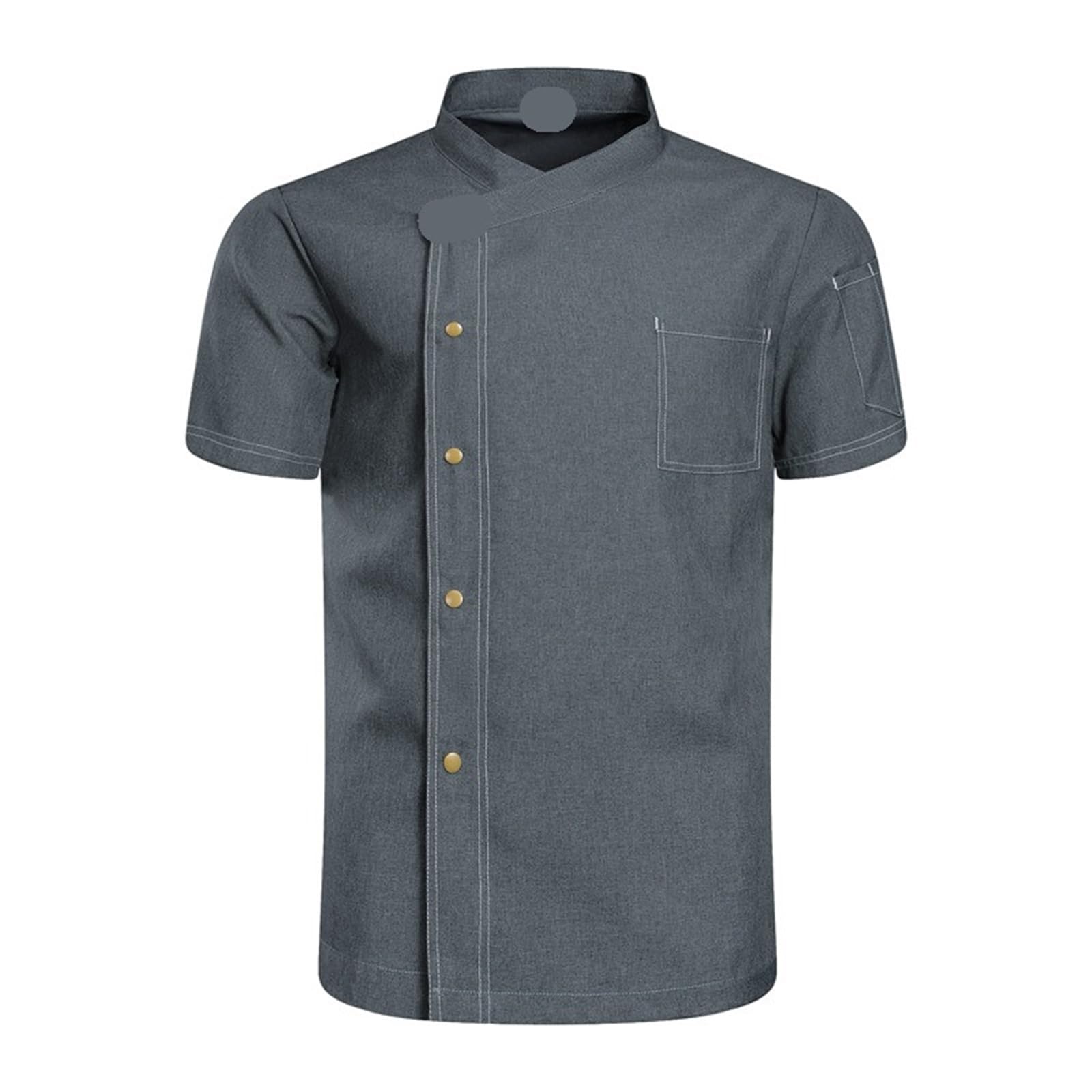 Uniforme De Chef Chaquetas de Chef for Hombres y Mujeres, Camisa de Manga Corta, Delantal de Cocina, Uniforme de Restaurante, Ropa de Trabajo, Catering y Camarero. para Chef(Color2,XXL)