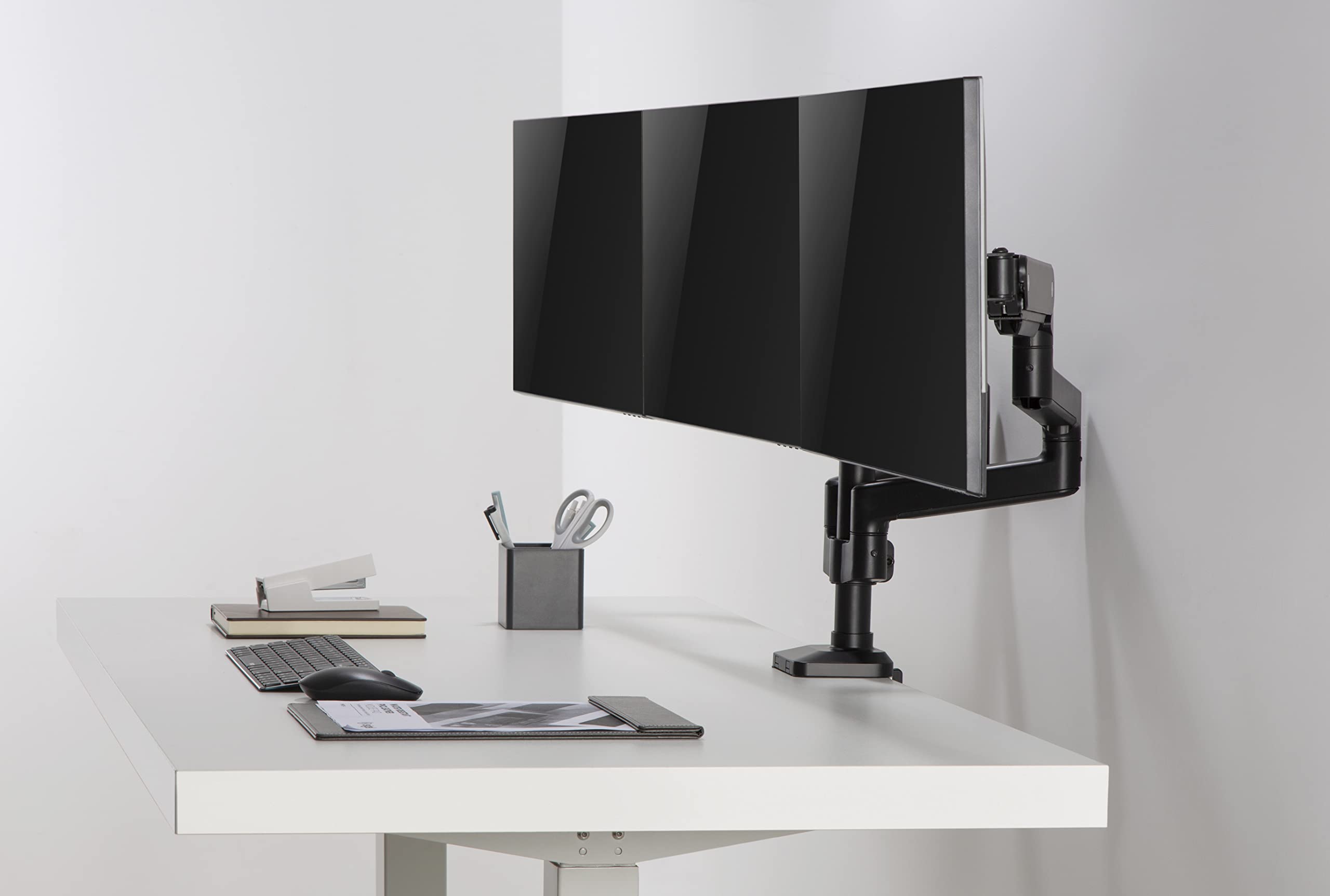 HALTERUNGSPROFI OFFICE-GS736A Support de table triple pression de gaz pour écrans LED LCD jusqu'à 27" VESA 75 x 75 100 x 100