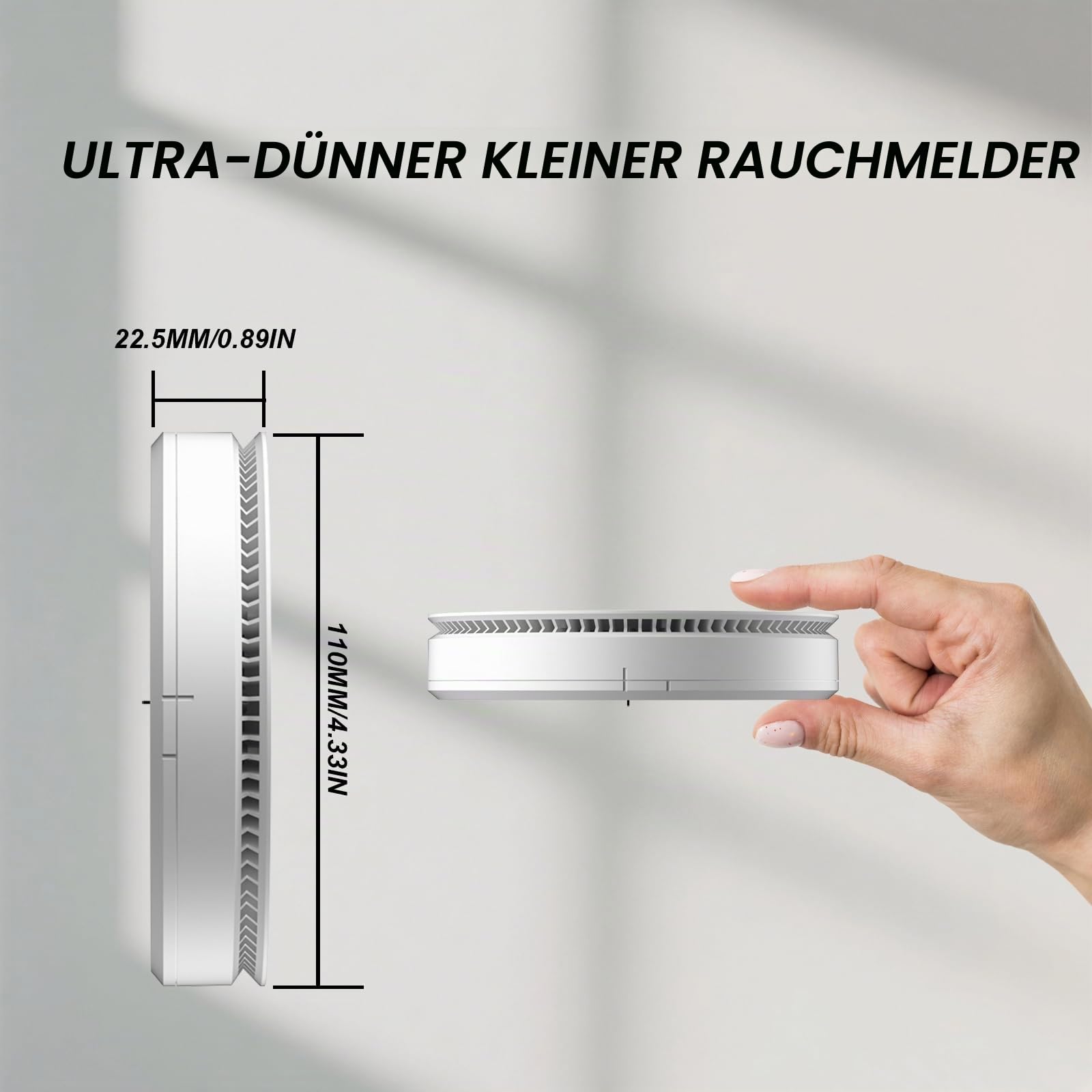 Rauchmelder 5er Set - 10 Jahre Batterie - Ohne Blinken - Photoelektrisch Feuermelder - DIN EN14604 Zertifiziert - Für Schlafzimmer Wohnzimmer Küche