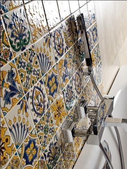 Set de 9 Azulejos Cerámicos Decorativos Mediterráneos 3.94 x 3.94 pulg - Hand Painted - Para Interior y Exterior miniatura 4