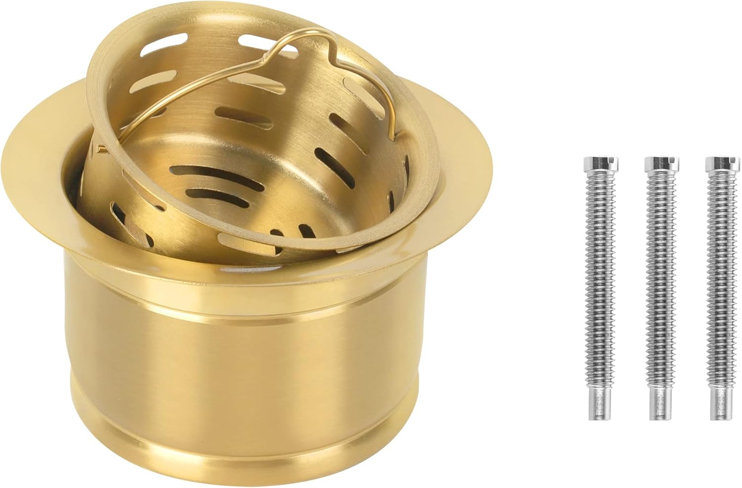 Deep Extended Garbage Disposal Flange with Basket Strainer，Fit for 3-1/2 Inch Standard Sink Drain Hole, Gold Deep Sink Flange