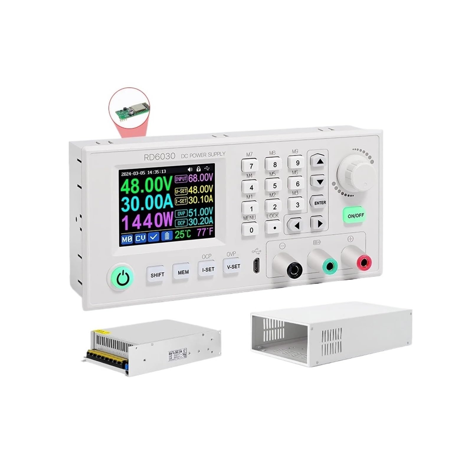 BFSYDLUJ RD6030W 60V 30A DC DC Regulated Adjustable Bench Power Supply Set with S800 Case and 1500W Not Assembled Battery Charging
