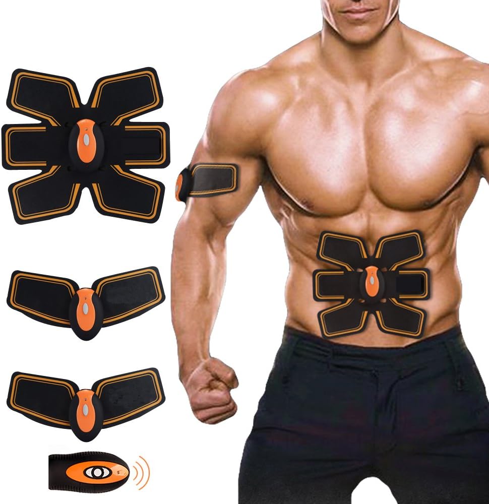 [New Version 2017] Professional Abdominal Muscle Toning Belt Home Fitness Training Gear, Vibration Pads for Men and Women to Tone, Loss Weight, Trimmer, Slender, Shaper, Strong (Abs fit+Body fit)