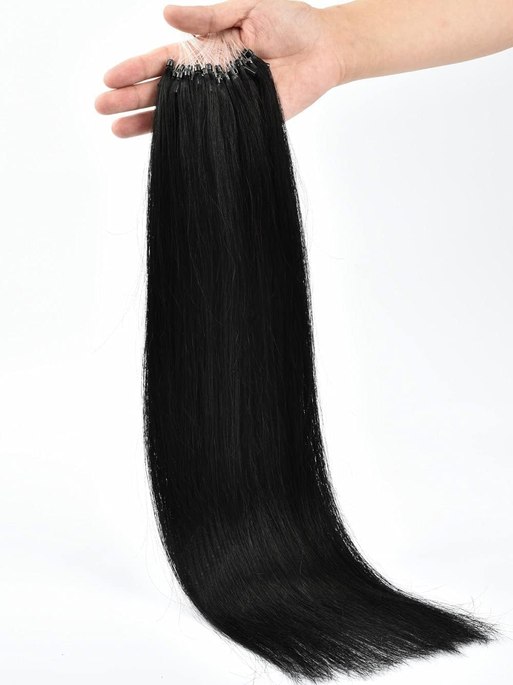 kun na Hair Loop Hair Extensions Real Human Hair 1g/Strand 50s/Pack Silky Straight Virgin Pre-Blonded Micro Beads Hair Extensions Micro Rings-16 inch - Image 3