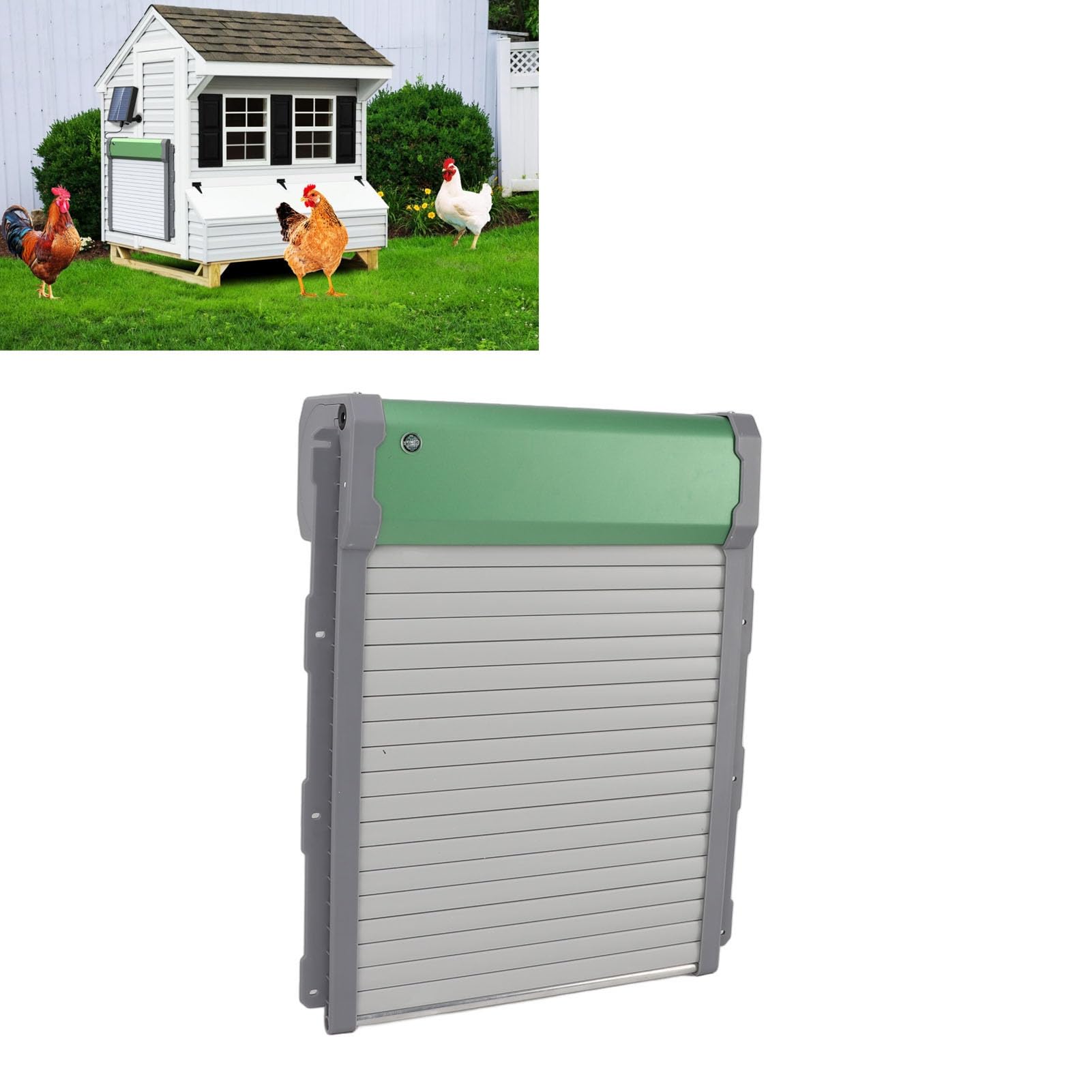 Puerta Automática para Gallinero con Energía Solar, Diseño Duradero e Impermeable con Temporizador y Sensor de Luz para Pollos y Aves de Corral, 37x30cm