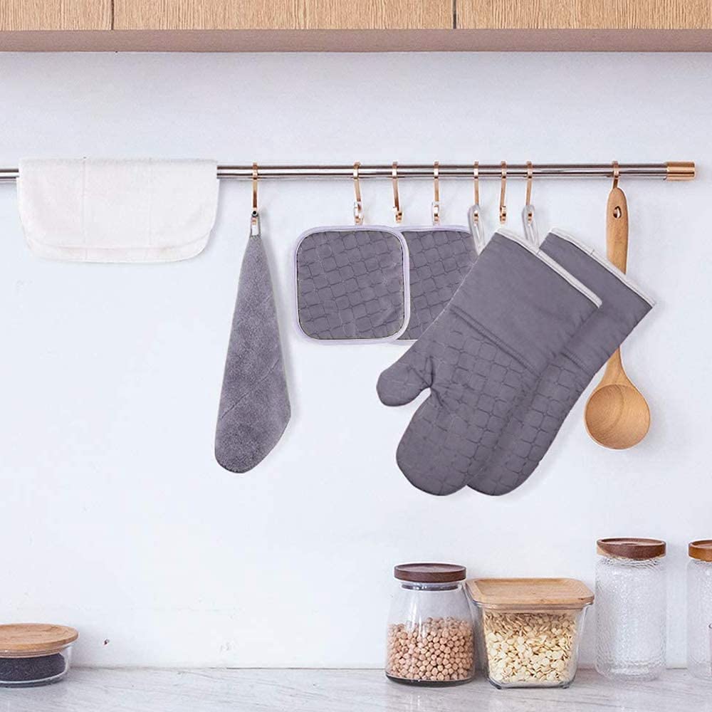 Une Paire De Gants en Coton pour Four Et Four À Micro-Ondes Et Une Paire De Tapis Isolants Anti-Brûlure pour Protéger Vos Mains