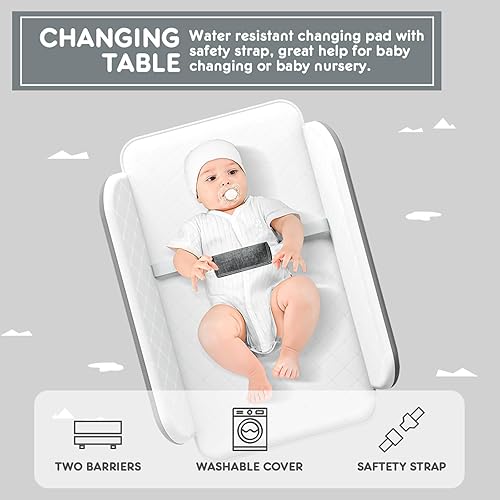 Miniatura 4 de HARPPA Moisés para bebé (cambiador de pañales + mosquitero incluido), cuna ajustable con almacenamiento para recién nacidos, cuna portátil con