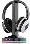 2.4GHz Wireless Gaming Headset for PS5/4,Lossless Audio & Bluetooth 6.0 Gaming Headphones with Flip Noise Canceling Mic,40+Hr Battery, Gamer Headset with RGB Charging Dock for Laptop, PC, Xbox