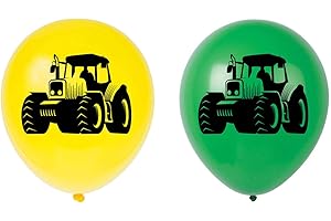 Green and Yellow Tractor Latex Balloons