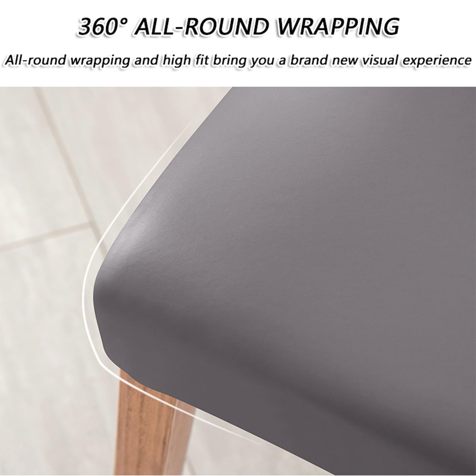 Esszimmer Stuhlhussen Elastischem PU-Leder 2er-/4er-/6er-Set,Einfarbige Wasserdichte Stuhlhussen für Esszimmerstühle,Universelle Stuhlschutzbezüge für Restaurants Küchen und Hotels(Beige,4 Set)