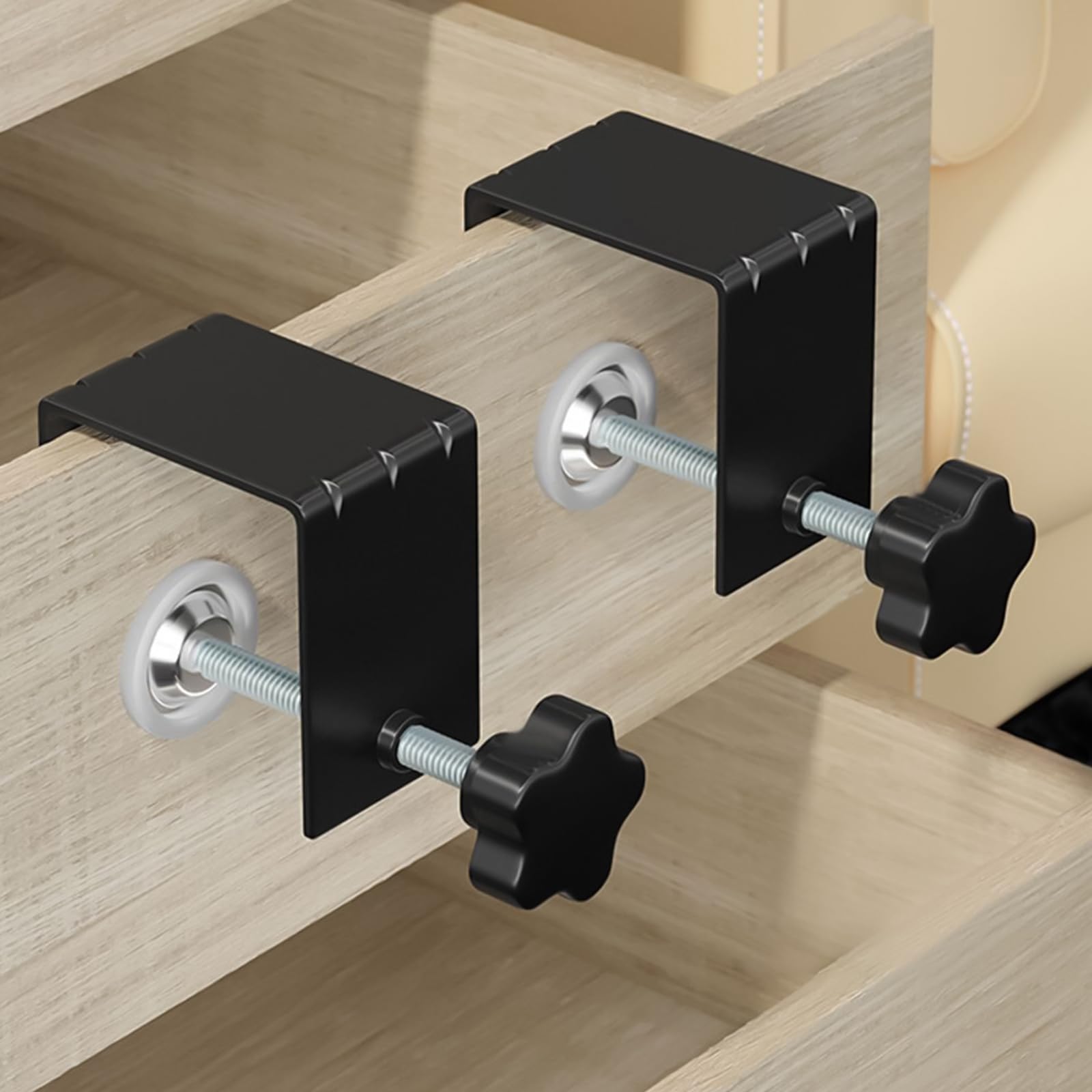 SINJEUN Lot de 6 pinces en C noires en acier laminé à froid Tigre pour bureau, clôture, tiroir, installation avant de meubles, armoires, tiroirs