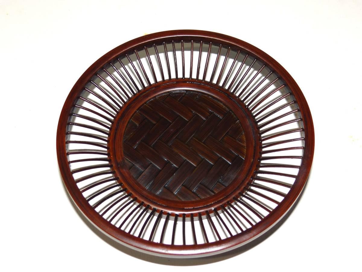 Amazon.co.jp: 駿河竹細工 然林房 丸盆と朝顔茶托のセット 千筋