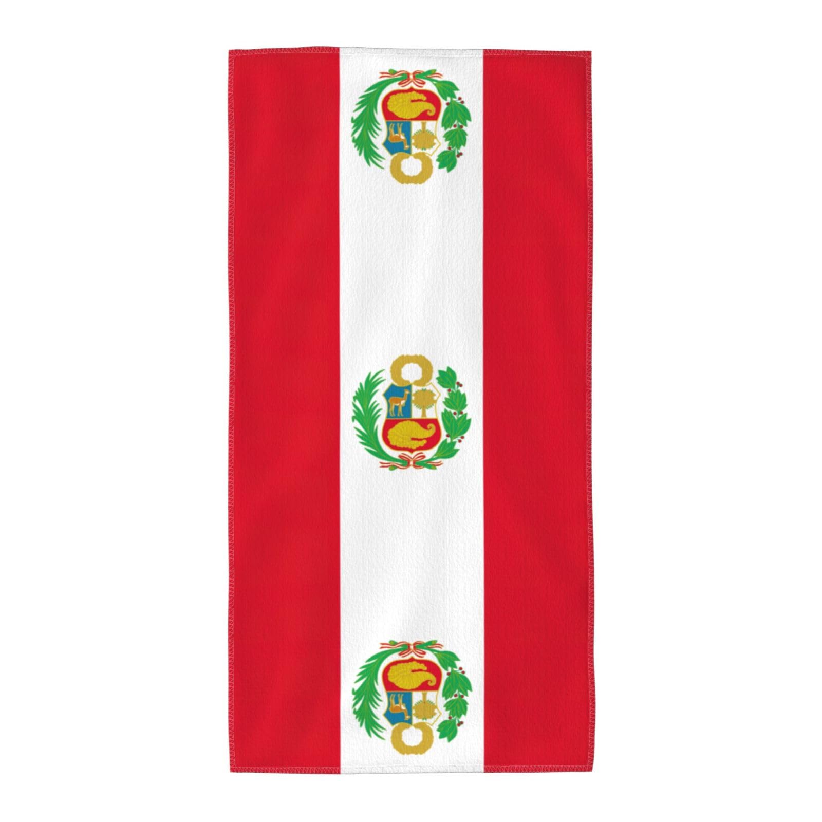 Flag Of Peru Fashion Printed Long Bath Towel For Pool Side Seaside Holiday