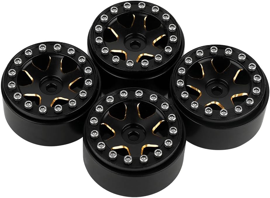 1.0 Brass Beadlock Wheel Rims 4PCS Wheels for All 1/24 Scale FCX24 Axial SCX24 Deadbolt C10 Gladiator 1/18 TRX4M RC Crawler Car Upgrades Parts (Pattern C)