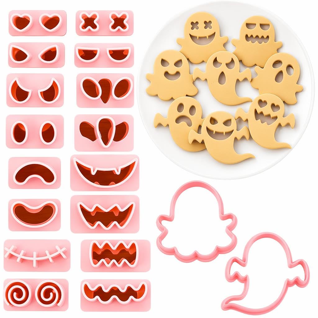 Halloween Cookie Cutters Plastic 3D Pumpkin Ghost Press Mould (Ghost)