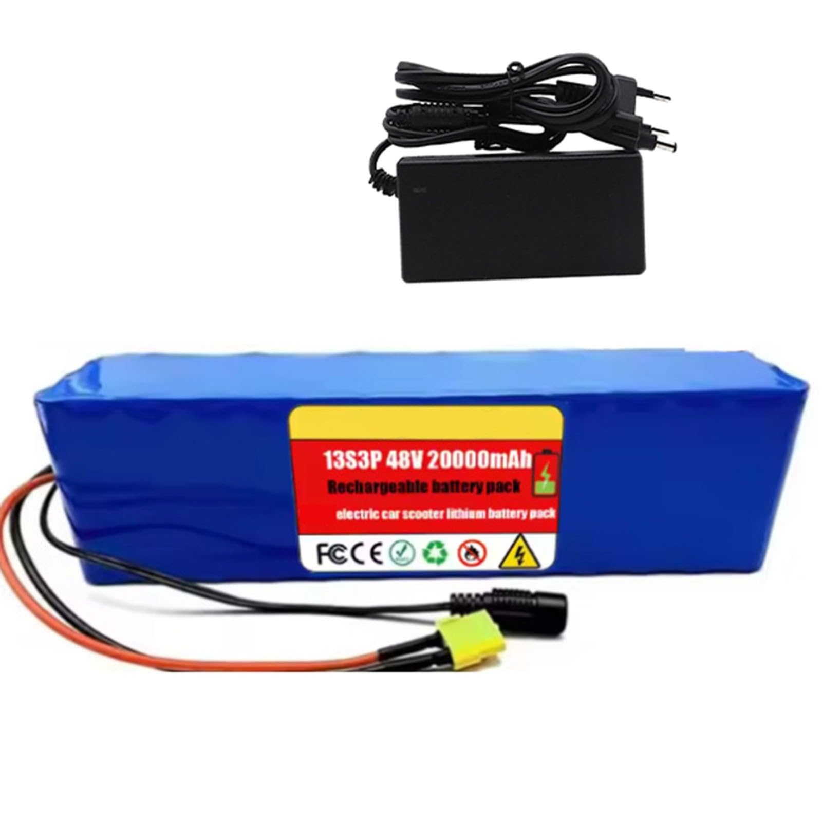 48V 20Ah E-Bike Lithium Ion Battery Pack 13S3P Electric Bicycle Battery Built-In BMS for 250W 300W 350W 500Wmotor with 54.6V 2A Charger XT60+SM