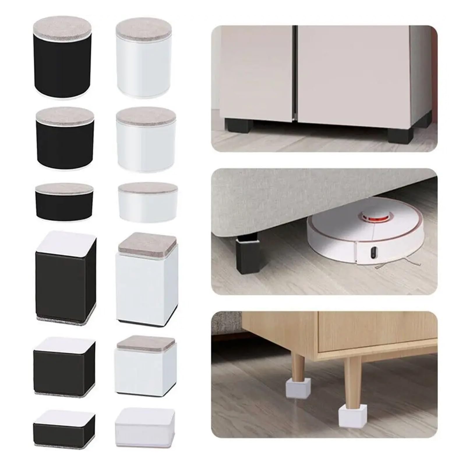 Elevadores para Muebles 4 Almohadillas Elevadoras de Patas de Acero al Carbono for Muebles, for sofá, Mesa, Silla, Redondas, Resistentes, Protector de Suelo(White-60x30MM)