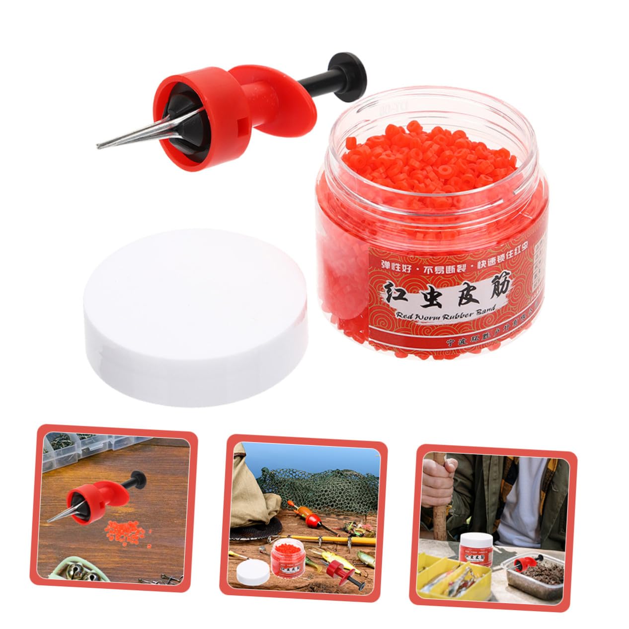 Clip para Lombrices Rojas con Banda Elástica Portátil y Resistente Herramienta Multifuncional para Sujetar Pesca Completo con Unidades de Banda Elástica