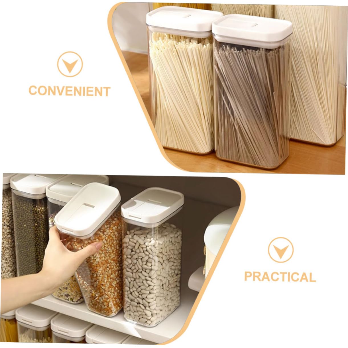 3 Piezas Tarro De Almacenamiento De Cocina Pasta Tallarines Tapers Para Comida Hermetico Espaguetis Con Calabacina Fideua Botes De Almacenamiento Para Despensa El Plastico