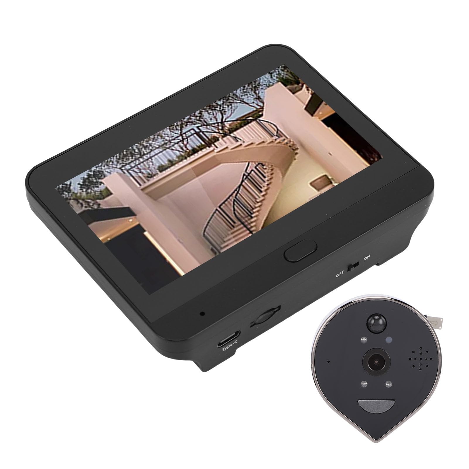 SEAFRONT Caméra de Vidéophone pour Porte, 3MP 1080P avec Détection de | Visionneuse LCD 4,3 Pouces, Angle Large 160°, Batterie 5000 MAh, Détection IA Humaine, Compatible , Adaptation Porte 35-120