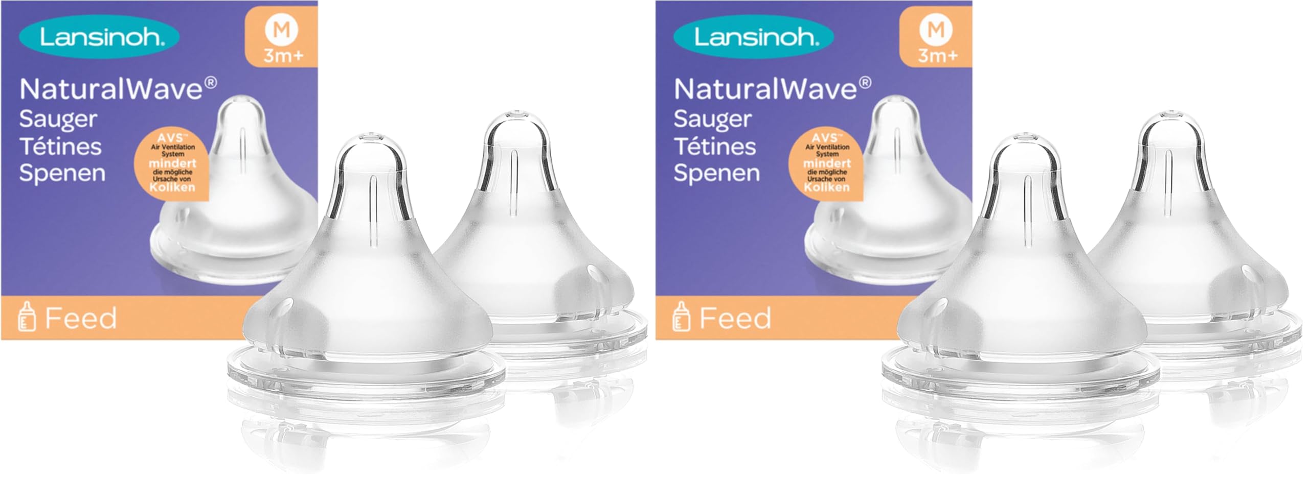 Lansinoh NaturalWave Sauger, Gr. M - mittlerer Milchfluss, 2 Stück (2er Pack)