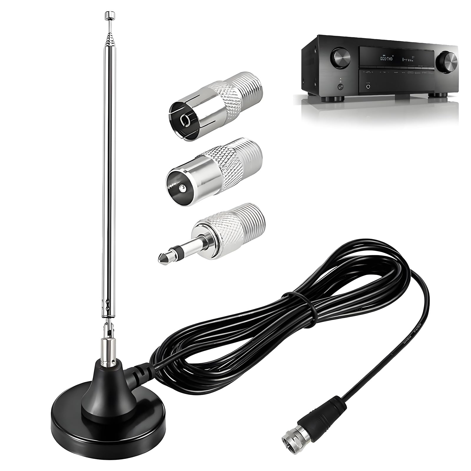 Dab Antenne, Fm Dipolantenne, Radio Antenne Mit 3m Verlängerungskabel, Digitale Teleskopantenne Für Den Innenbereich, Für 75 Ohm Dab Fm Radio Tuner Stereo Empfänger Av-HiFi-Empfänger