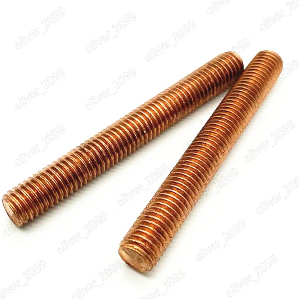99.9% Pure Copper Threaded Rods Metric Thread Studs Bolts M4/M5/M6/M8/M10/M12 (M8-1.25 x 250mm, 2pcs)