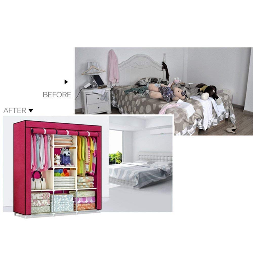 WARDROBE Armadio Armadio Portatile Armadio per La Casa Camera da Letto Tessuto Non Tessuto Armadio Armatura in Piedi Organizzatore Portaoggetti Organizzatore per Camera da Letto,A
