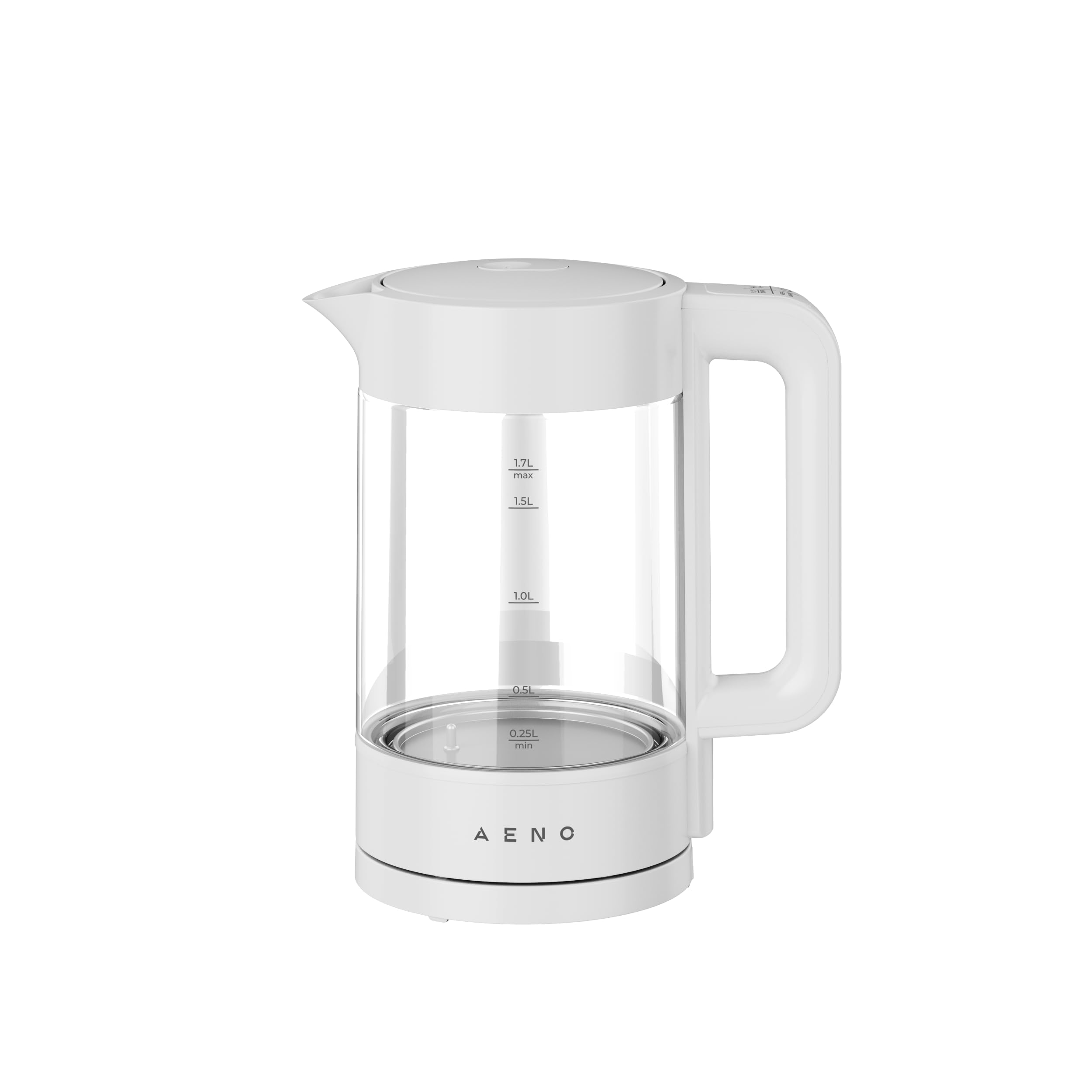 AENO EK5 - Bollitore elettrico da 1,7 l, 1850-2200 W, temperatura regolabile 40-100 °C, mantiene al caldo 30 minuti, ciotola in vetro, controller Strix, bianco