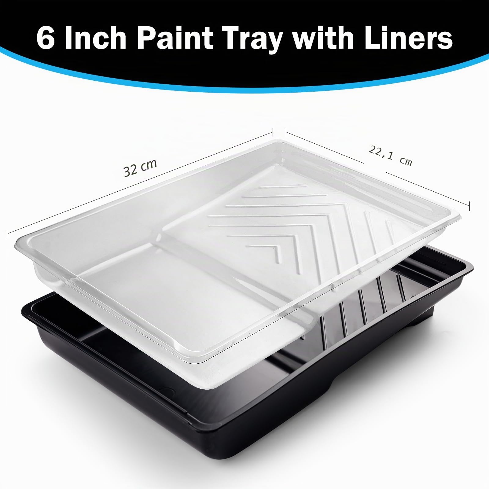 Mister Rui Lot de 6 bacs à peinture 32 x 22 cm pour peinture murale, accessoires de peinture, plastique