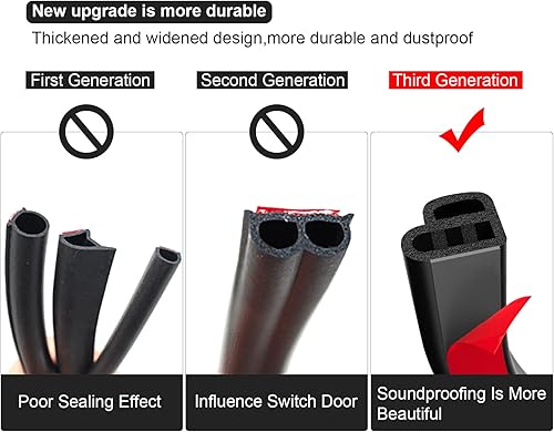 Miniatura 5 de DOTAATDW Tira de sellado de puerta de automóvil de doble capa en forma de L, tira de sellado de goma autoadhesiva para puerta de automóvil, camión,