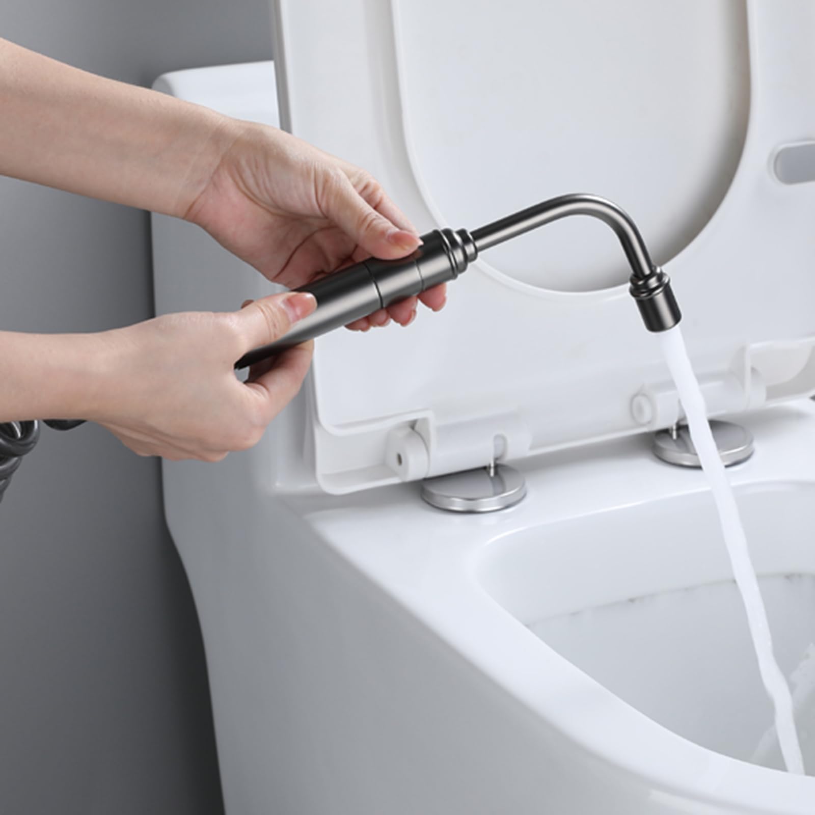 Pulverizador de Bidé de Mano Ajustable Cabezal Ducha de Bidet para Wc Latón para La Higiene Personal,Gris Cepillado