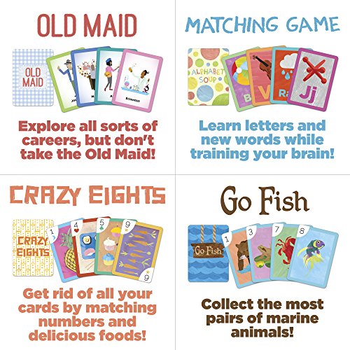 Imagination Generation Set Of 4 Classic Children's Card Games With 2 Hands-Free Playing Card Holders – Includes Old Maid, Go Fish!, Crazy Eights, & Alphabet Soup Matching Game #TOP5