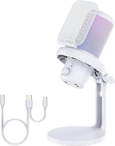 Miniatura 9 de FEELWORLD VM1 Micrófono USB para PC de juegos Micrófono condensador con cancelación de ruido, luz RGB silenciosa, accesorios para computadora, Negro