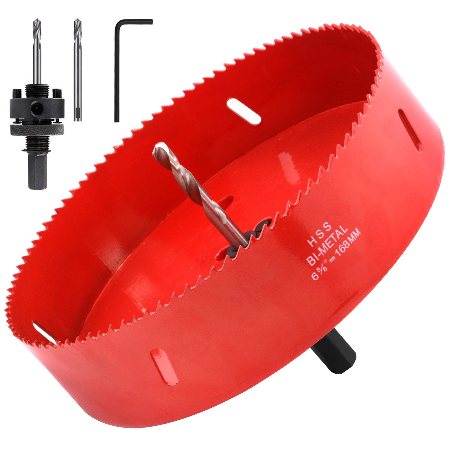 Koopi 6 5/8 inch Hole Saw with Heavy Duty Arbor, 38mm Depth Bi-Metal Hole Cutter, Easily Drilling Wood, Plastic, Plywood, Ceiling, Thin Metal (168mm