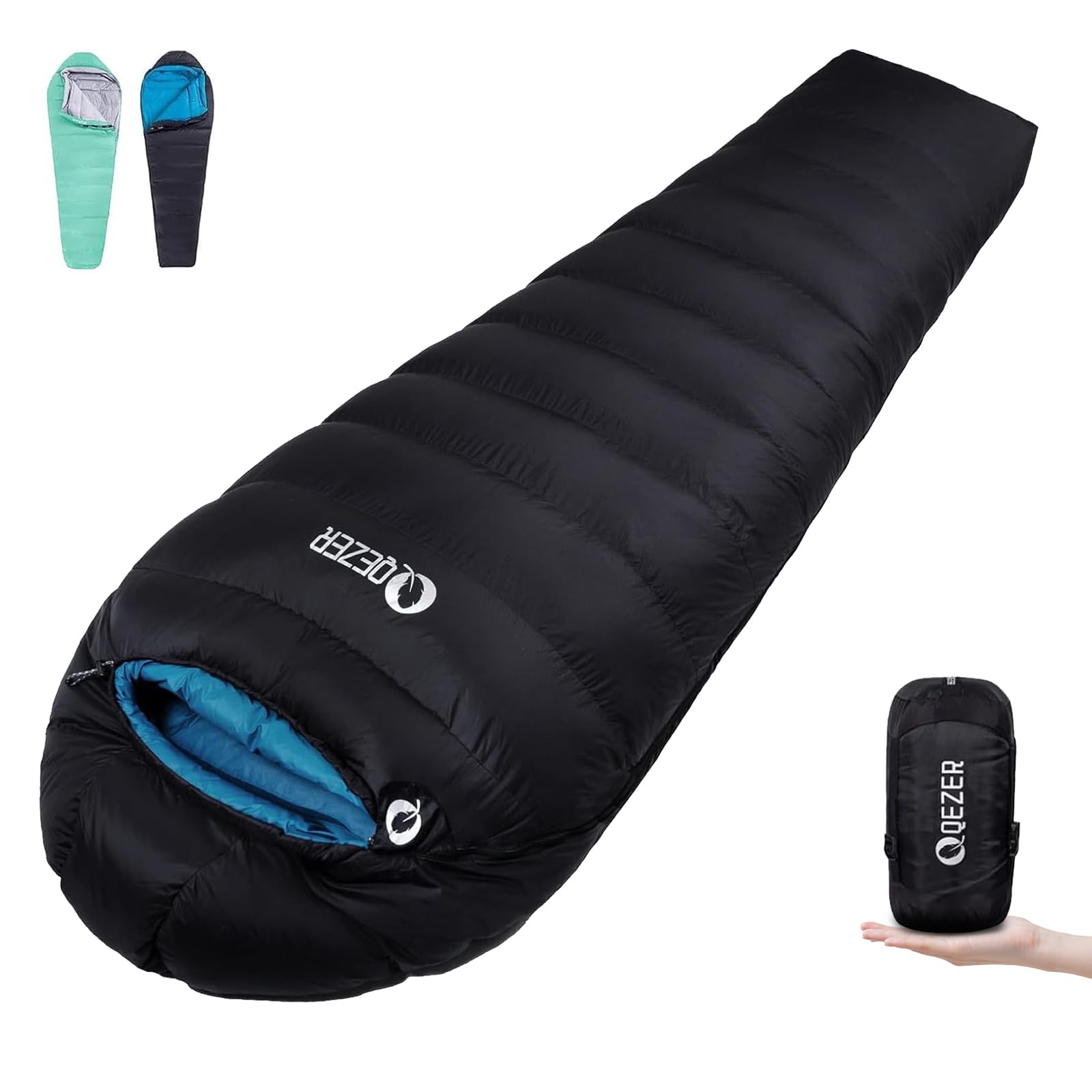 Sac de Couchage Adulte, Sac de Couchage 0 degré, Grand Froid, 600 FP Down,Certification RDS .Idéal pour Le Camping, la randonnée et Le Trekking