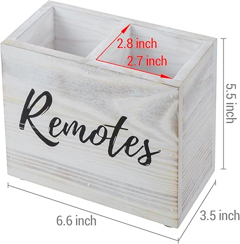 Vista 12 de MyGift Soporte para control remoto, soporte para control remoto de TV, organizador remoto de madera para mesa, 2 compartimentos grandes, madera