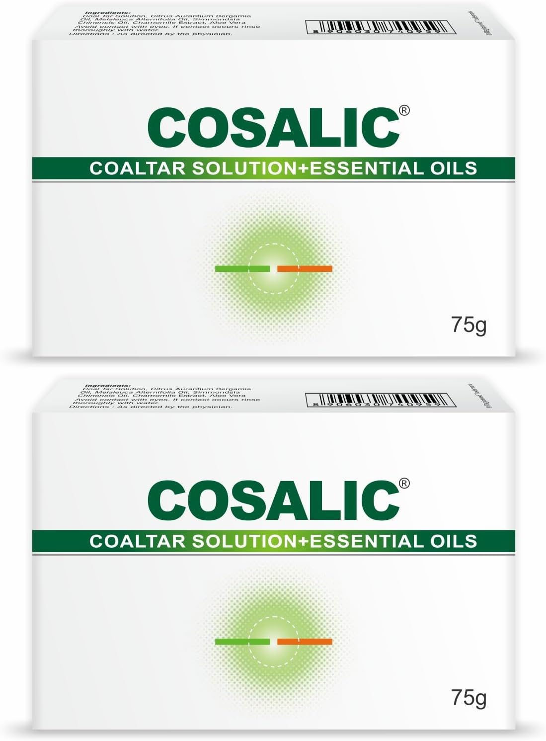 Salve Cosalic Soap with Coal Tar Solution & Essential Oils - 75g (Pack of 2) | Cleansing Bar for Dry, Rough & Flaky Skin