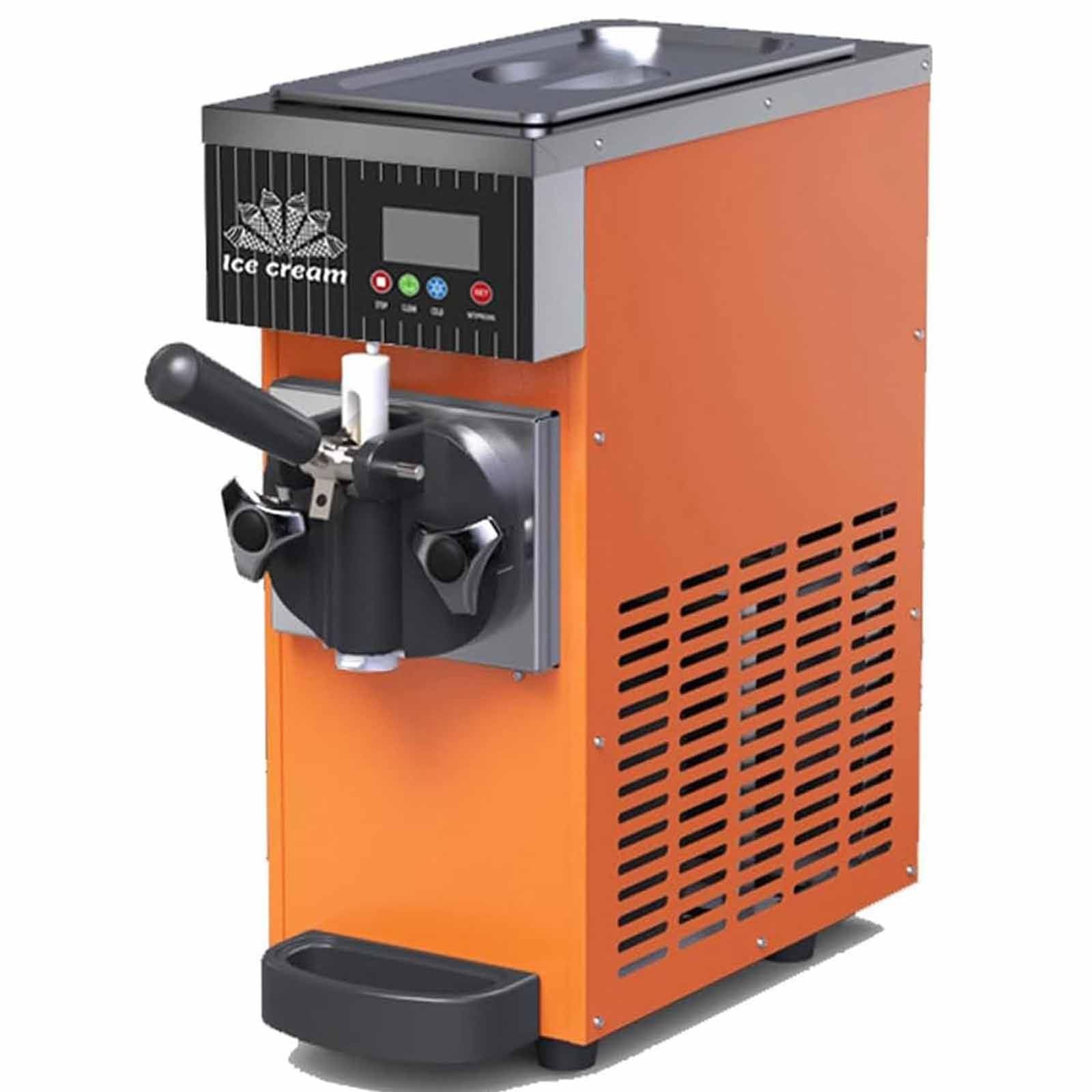 ksxnkhk Soft Serve Ice Cream Maker, 4-8kg/H Output, Refrigerated Hopper, Auto Clean, LCD Panel, Countertop Commercial Use