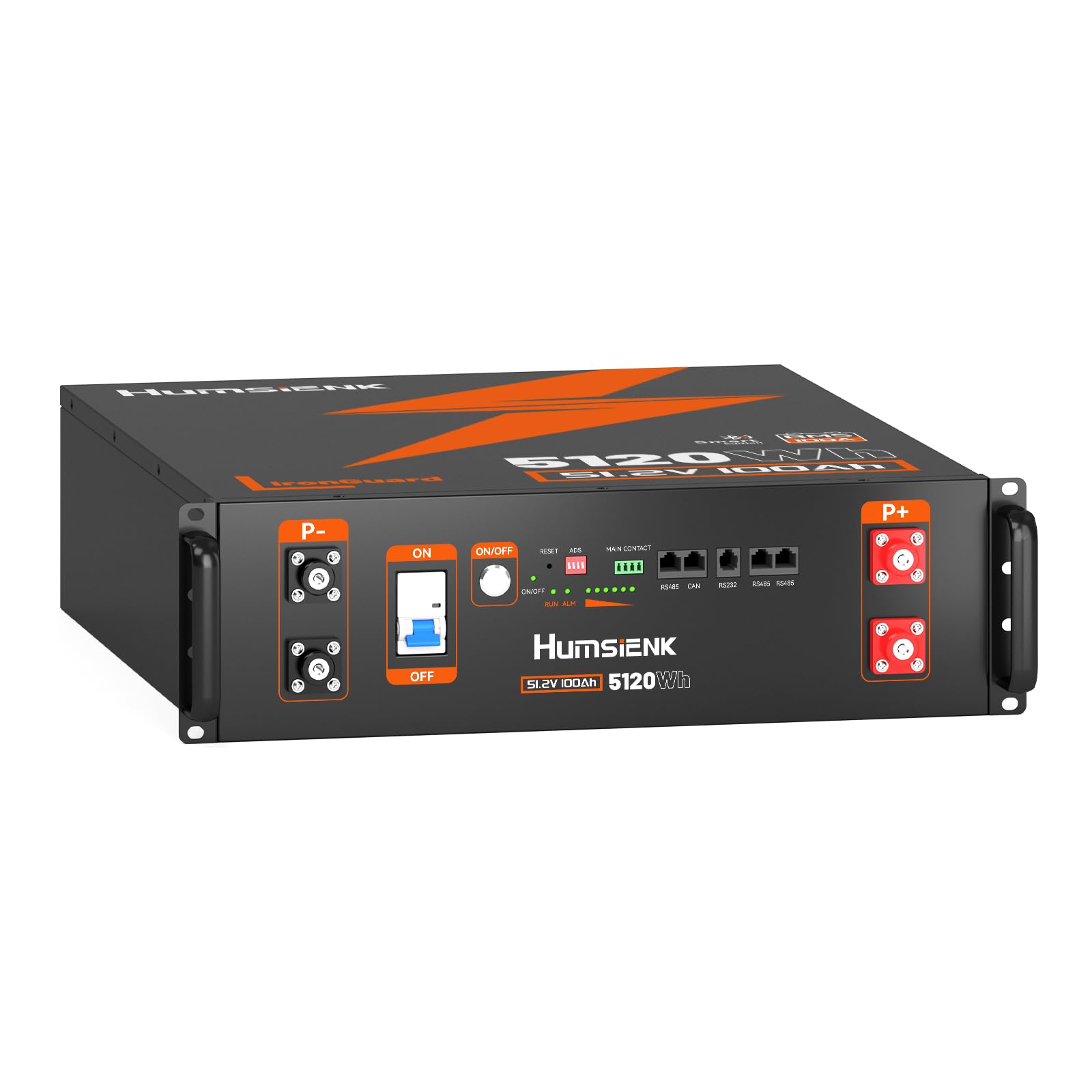 HumsiENK Batterie LiFePO4 48V 100Ah Bluetooth Rack Serveur 3U
