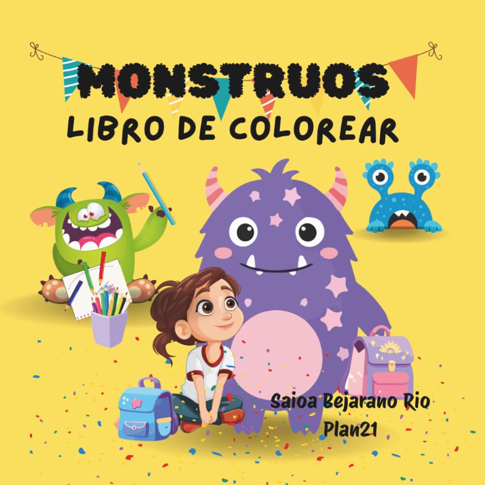 LIBRO DE COLOREAR MONSTRUOS: 40 monstruos fáciles y divertidos para colorear para niños de 4 A 8 años. 40 Monster Coloring Book for Kids Ages 4-8 (Pinta conmigo)