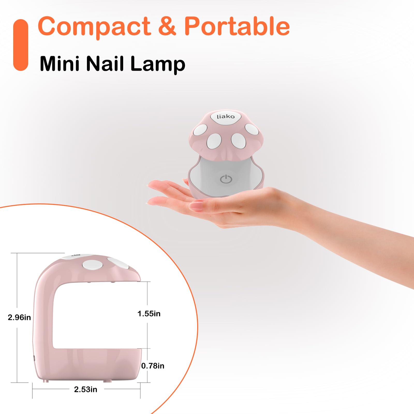 Liako Cat-Shaped UV LED Nail Lamp 16W Mini Dryer for Gel Polish, Compact USB Type-C, 60s Timer, Portable, Safe & Nail-Friendly, Ideal Gift for Nail Art Lovers