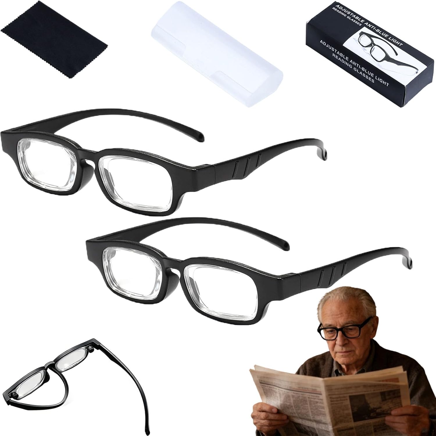 Adjustable Eye Glasses for Women Men, Auto Focus Glasses Self Adjusting, Anti Blue Light Multi Point Eyeglasses