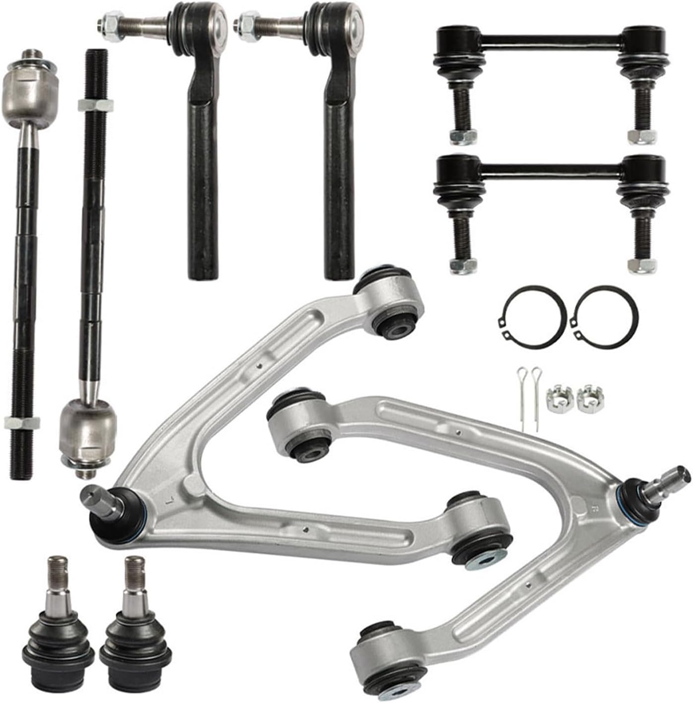 GXYWADY 10Pcs Front Upper and Lower Control Arm Ball Joint Tie Rod End Sway Bar Link LH & RH Replacement for Hummer H3 2006-2010 ES800762 EV800609 K500250 K750185 K621675 K621676